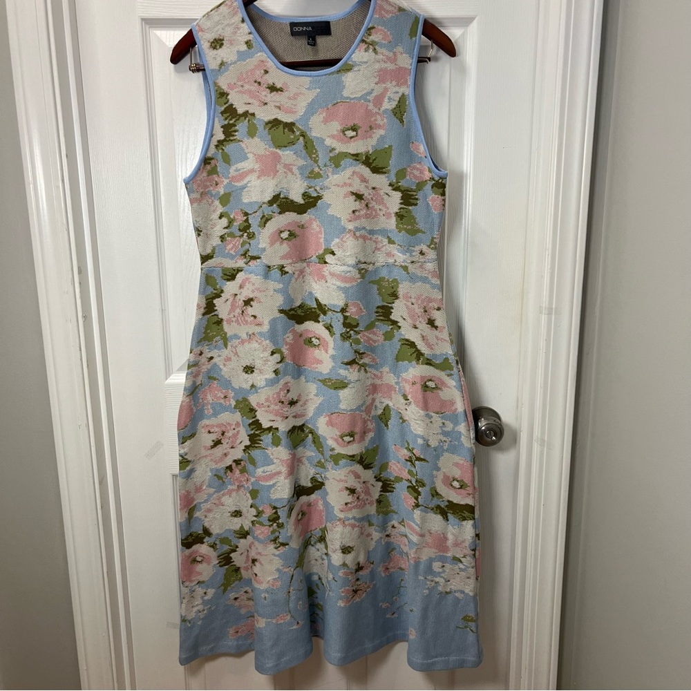Donna Rocco Women Knitted Sleeveless Floral Midi Dress -Size Large A-line - Picture 10 of 10